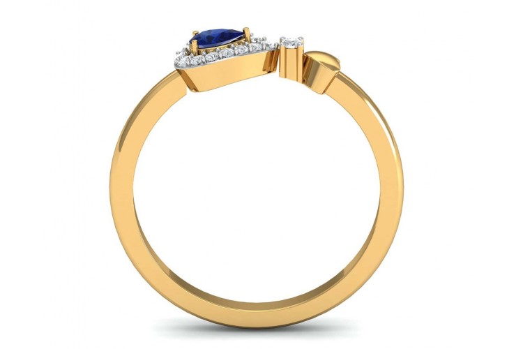 Buy Anchita Sapphire Ring in 14k hallmarked gold and studded with a Pear Shape Natural Sapphire and Diamonds